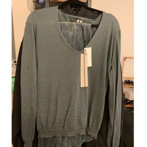 Rick Owens FW22 "Strobe" - Soft V Neck Cashmere Sweater (Teal, W Sz L) - NWT